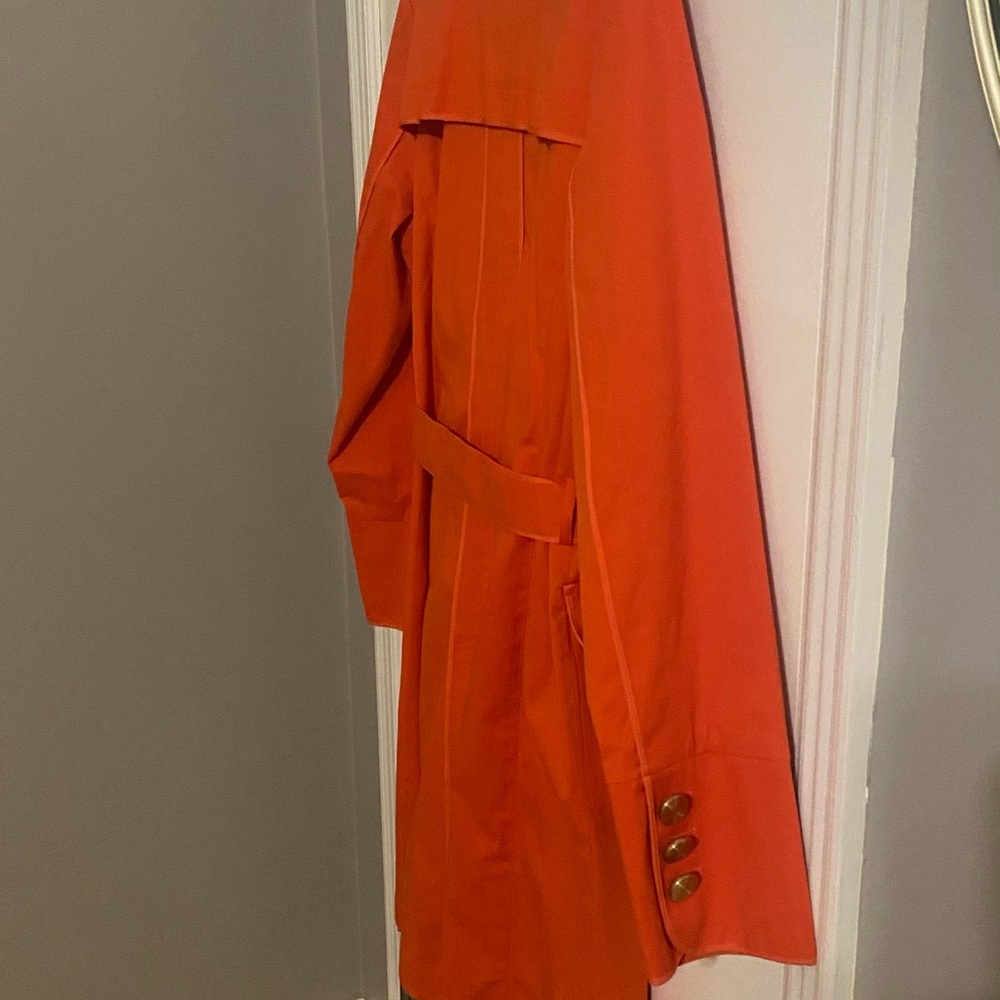Bloomingdale's Vibrant Orange Trench Coat NWOT - Picture 4 of 7
